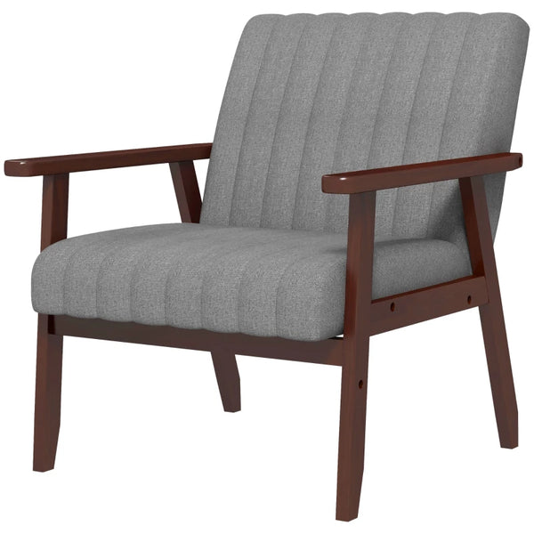 Grey Mid Century Accent Chair with Wooden Legs