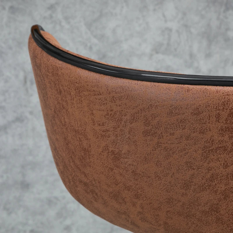 Brown Microfiber Cloth Swivel Bar Stool Set of 2, Adjustable Height Armless Chairs