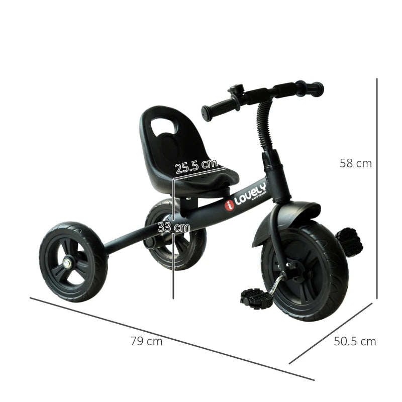 Black Kids Trike Toddler Tricycle 3 Wheels Bike 1.5-4 Years