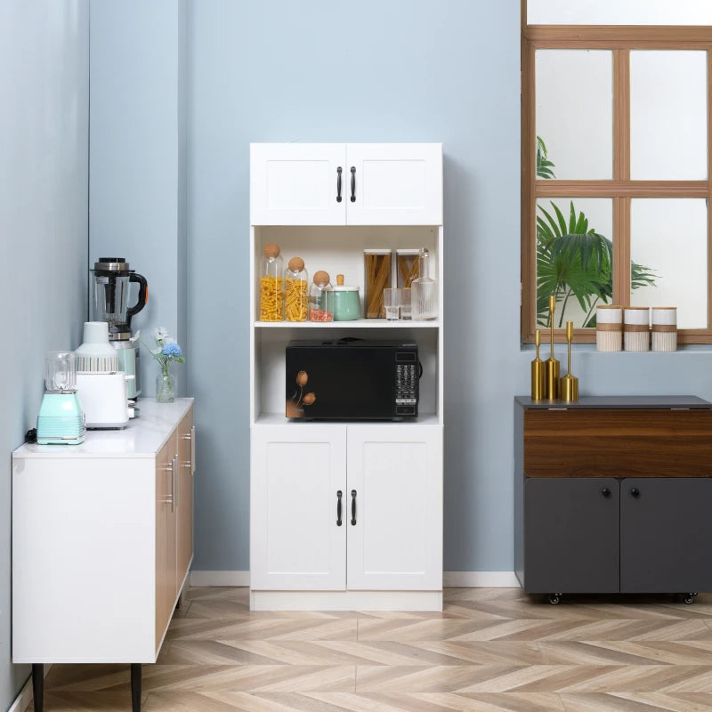 White 5-Tier Kitchen Storage Cabinet with Adjustable Shelf