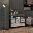 Grey Wood Effect 5-Drawer Rustic Fabric Chest