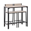 3-Piece Industrial Oak Tone Table Stool Set