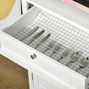 White Wooden Kitchen Storage Cabinet with Glass Door and Drawer