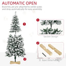5 Ft Snow Flocked Green Christmas Pencil Tree, Realistic Branches, Auto Open