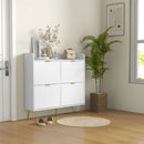 Slim White Shoe Storage Cabinet with 4 Flip Drawers - Adjustable Shelf, Shoe Rack for 16 Pairs