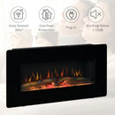 Black Electric Wall-Mounted Fireplace Heater with Adjustable Flame Effect