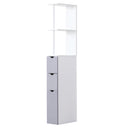 Freestanding Tall Bathroom Storage Cabinet, White & Grey