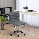 Dark Grey Armless Swivel Office Chair - PU Leather, Chrome Base