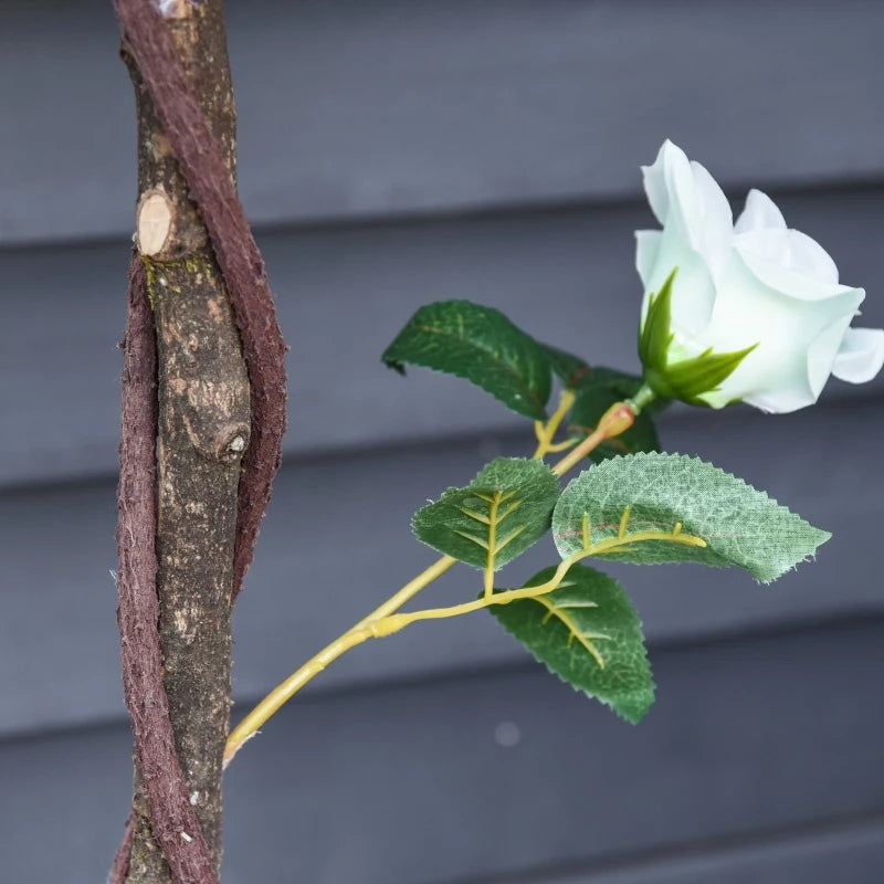 White Rose Artificial Plant in Pot - Indoor Outdoor Home Decor, 90cm