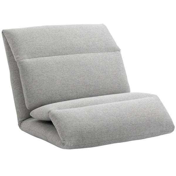 Adjustable Grey Floor Chair with Back Support - Folding Lazy Sofa Bed for Gaming, Meditation, Reading