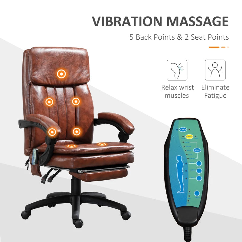 Brown High Back Gaming Recliner Chair with Footrest & Massage Points