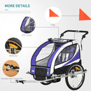 Child Bike Trailer Purple 360° Rotatable for 2 Kids Steel Frame LED Hitch
