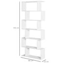 White Wooden S-Shaped 6-Shelf Room Divider Bookcase