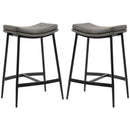 Grey Microfibre Upholstered Bar Stools Set of 2 with Curved Seat and Steel Frame