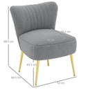 Grey Upholstered Wingback Chairs with Gold Steel Legs - Set of 2
