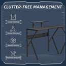 Black L-Shaped Gaming Desk with Monitor Stand and Cup Holder