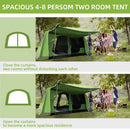 2-Room Tunnel Camping Tent with Porch & Lamp Hook, Portable Carry Bag - Blue