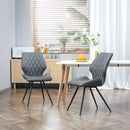 Grey PU Leather Dining Chairs with Metal Legs - Set of 2