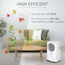 Compact 10L/Day Dehumidifier with Timer & Humidity Display - White