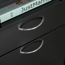 Black 60cm Storage Cabinet with Drawer, Open Shelf, Metal Handles, 4 Wheels - Office Home Organizer