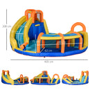 6-in-1 Kids Inflatable Bouncy Castle with Slide, Pool, Water Gun, Climbing Wall - Blue