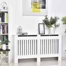 White Slatted Radiator Cover Cabinet with MDF Lined Grill (152 x 19 x 81 cm)
