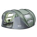 Dark Green 4-5 Person Pop-up Waterproof Camping Tent with Windows