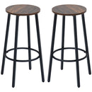 Rustic Brown Industrial Bar Stools, Set of 2, 65cm High