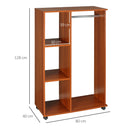 Mobile Walnut Wardrobe with Hanging Rod and Shelves