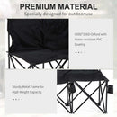 Black 6-Seater Folding Outdoor Bench with Cup Holder & Carry Bag