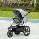 Grey Foldable 3-Wheel Baby Stroller with Canopy and Storage Basket