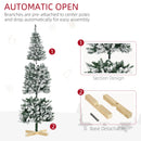 6 Ft Snow Flocked Green Christmas Pencil Tree, Realistic Branches, Auto Open