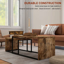 Black & Brown Metal Frame Nesting Side Tables Set for Living Room