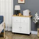 White Modern Sideboard Storage Cabinet with Double Doors and Drawers