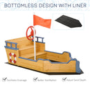 Wooden Pirate Ship Sand Pit - Blue Outdoor Kids Sandboat Playset
