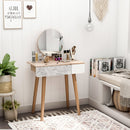 Oak Dressing Table with Drawer and Mirror - Height Adjustable