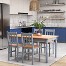 Grey Slat Back Dining Chairs Set of 4, Pine Wood Kitchen Chairs