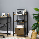 Rustic Brown 3-Tier Printer Stand with Lockable Wheels