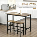 Rustic Brown 3-Piece Industrial Bar Table Set with 2 Stools