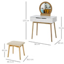 Modern Brown Dressing Table Set with Mirror & Stool