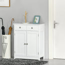 White Bathroom Storage Cabinet with Drawers and Adjustable Shelf