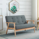 Modern Grey Fabric Sofa with Tufted Design and Rubberwood Legs