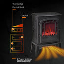 Black Electric Fireplace Stove with Realistic Flame Effect