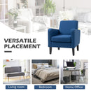 Blue Modern Accent Chair with Rubber Wood Legs for Living Room & Bedroom