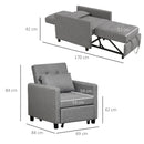 Grey Convertible Sleeper Chair with Adjustable Backrest