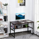 Brown Computer Desk with Storage Shelf, 120 x 60cm, Metal Frame