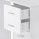 White High Gloss Computer Desk with Drawers