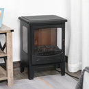 Black Electric Fireplace Heater with Adjustable Flame