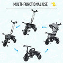 Grey 2-in-1 Cloth Tricycle Stroller for Toddlers