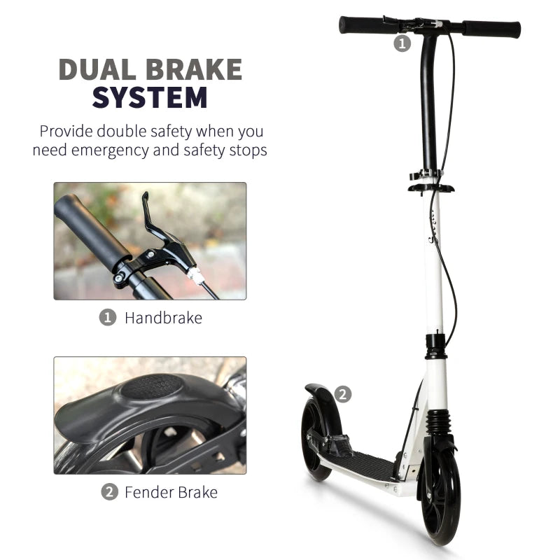 Blue Folding Kick Scooter with Adjustable Height and Dual Brake